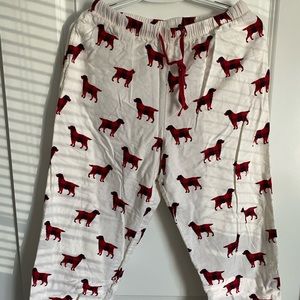 LLbean women’s pajama pants. Red buffalo plaid dog